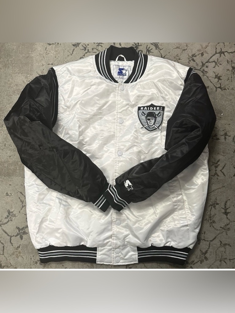 Vintage 90’s STARTER Raiders Satin Bomber Jacket like New XXL
